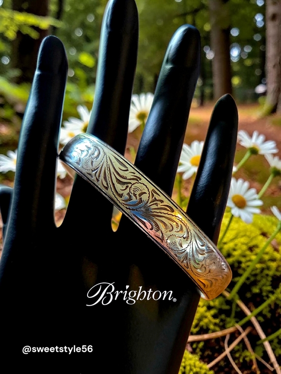 Brighton Jewelry - BRIGHTON Vintage Silver Etched Bangle Bracelet